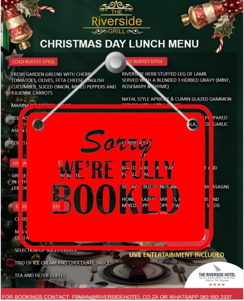 christmas day lunch sold out